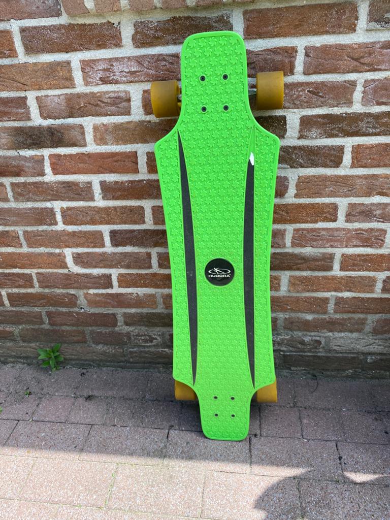 Groene Hudora Longboard zgan, Sport en Fitness, Skateboarden, Ophalen of Verzenden, Zo goed als nieuw, Skateboard, Longboard