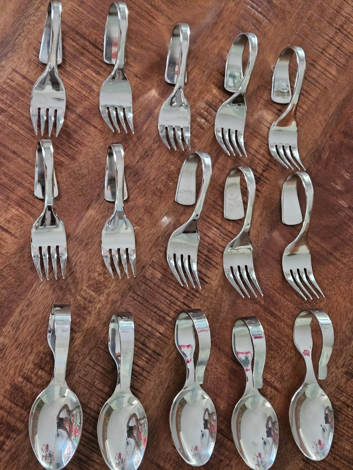 Set van 15 Amuse Vorkjes en Lepeltjes, Ophalen, Nieuw, Rvs of Chroom, Los bestek