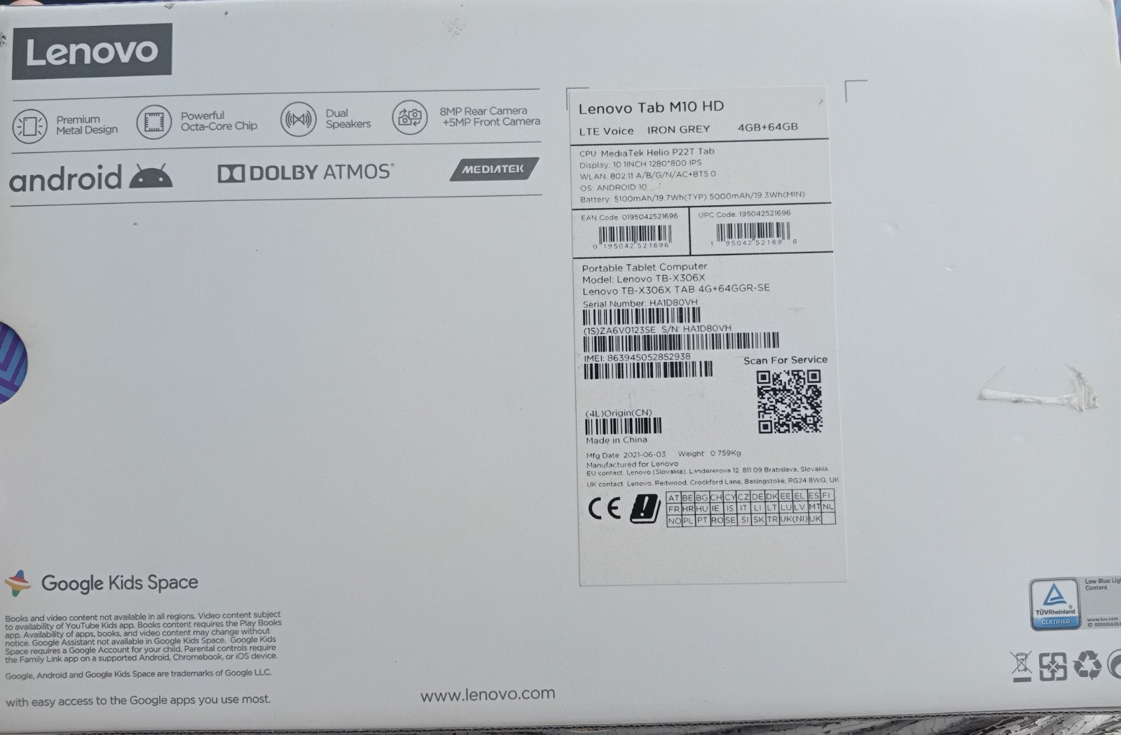 Lenovo Tab M10 HD (2e Gen) 4GB RAM 64GB opslag, Computers en Software, Windows Tablets, 10 inch, Ophalen of Verzenden, Zo goed als nieuw