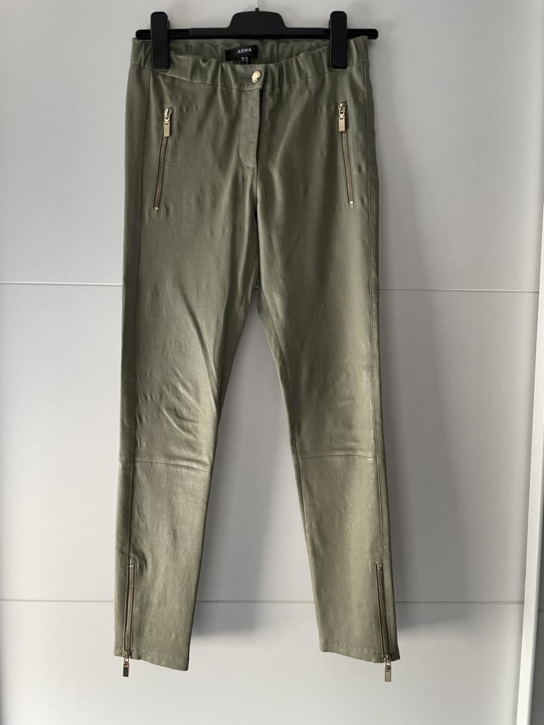 Groen leren stretch broek van Arma, Verzenden, Arma, Zo goed als nieuw, Maat 36 (S)