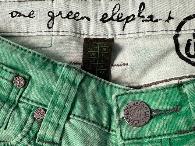(Mint)groene skinny jeans - One Green Elephant (Xs/S), Kleding | Dames, Overige kleuren, Ophalen of Verzenden, Zo goed als nieuw