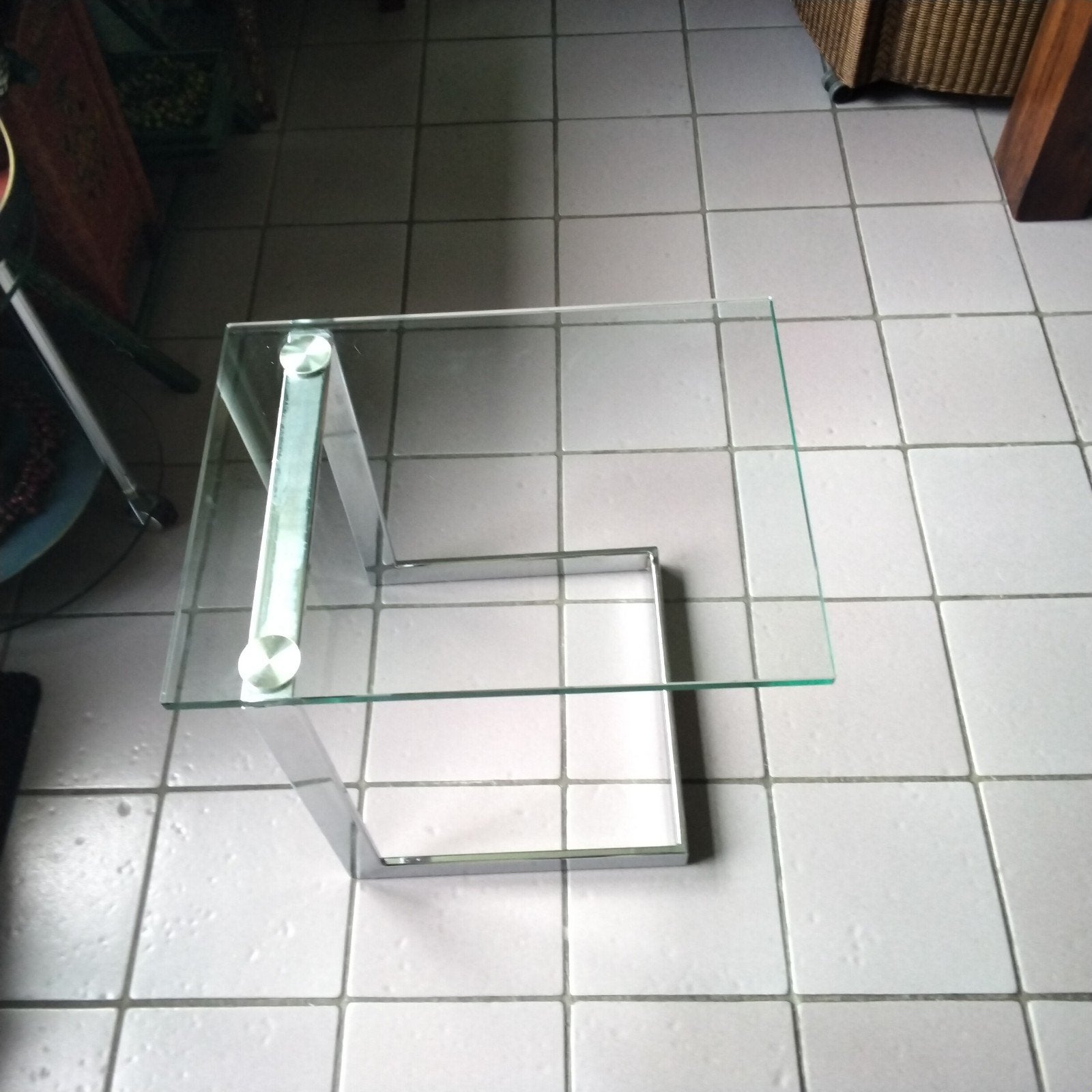Design glazen bijzettafel, Minder dan 55 cm, Rond, Glas, Ophalen