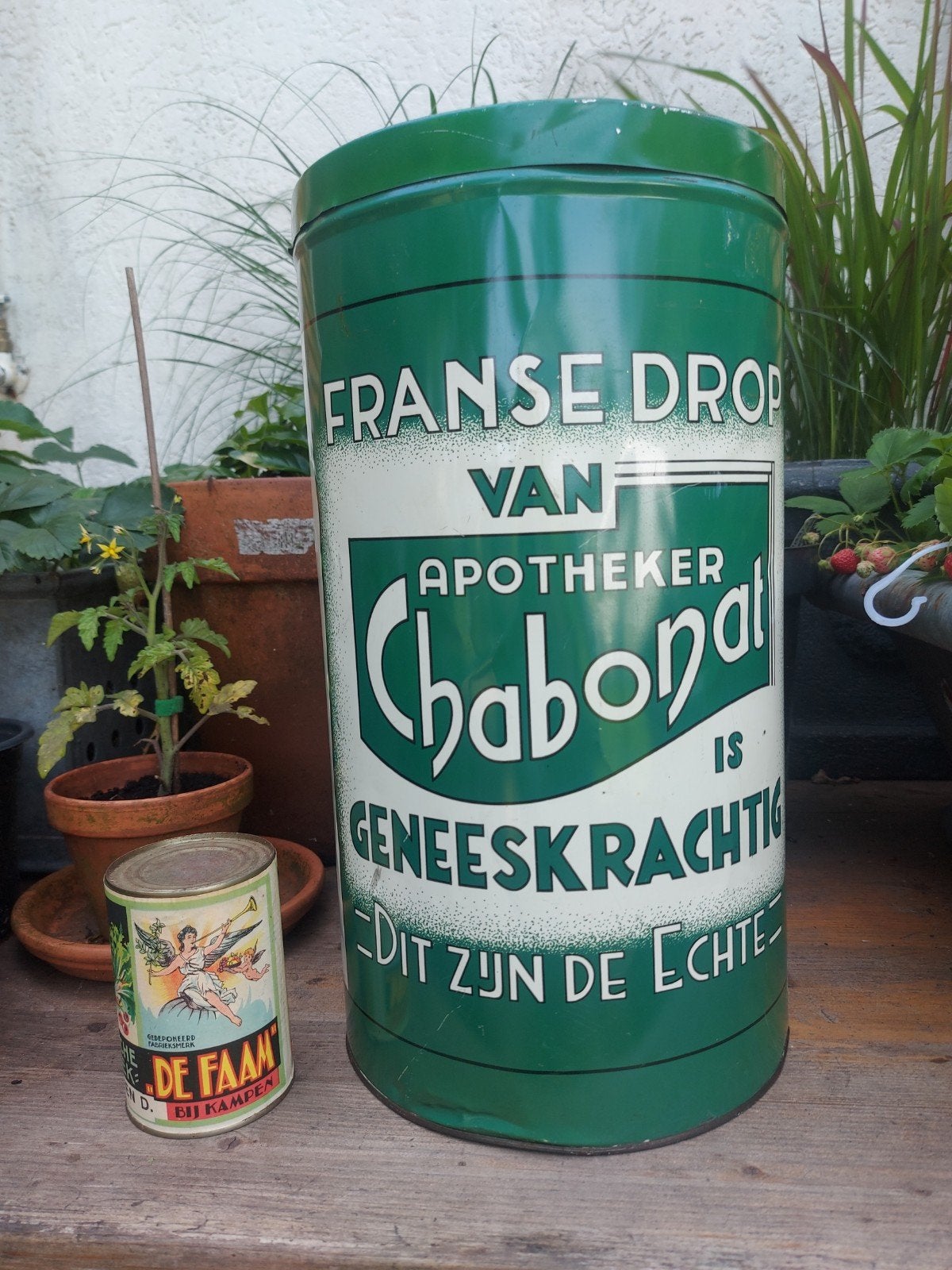 Oud winkelblik toonbankblik DROP vd apotheker ca 40 cm hoog, Verzamelen, Blikken, Ophalen of Verzenden, Overige
