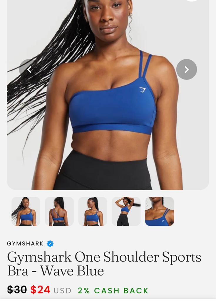 GYMSHARK ONE SHOULDER SPORTBH SPORT BH MAAT L BLAUW, Blauw, Maat 42/44 (L), Ophalen of Verzenden, Fitness of Aerobics
