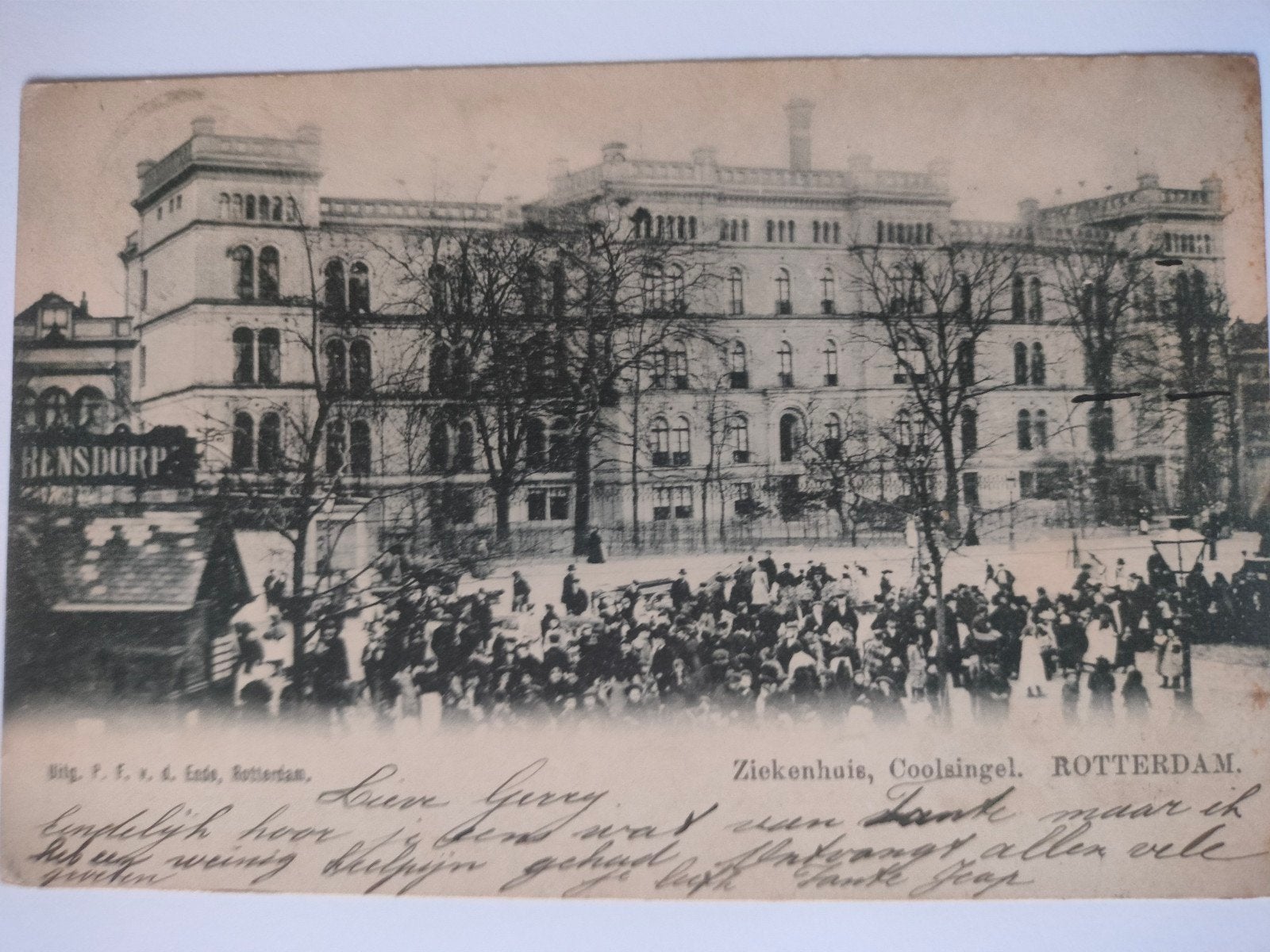Oude briefkaart Ziekenhuis Coolsingel Rotterdam, Ophalen of Verzenden, Voor 1920, Gelopen, Zuid-Holland
