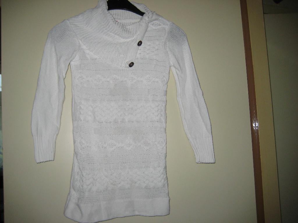 Witte lange trui, 128, Dopodopo Girls, Ophalen of Verzenden, Zo goed als nieuw, Meisje, Trui of Vest