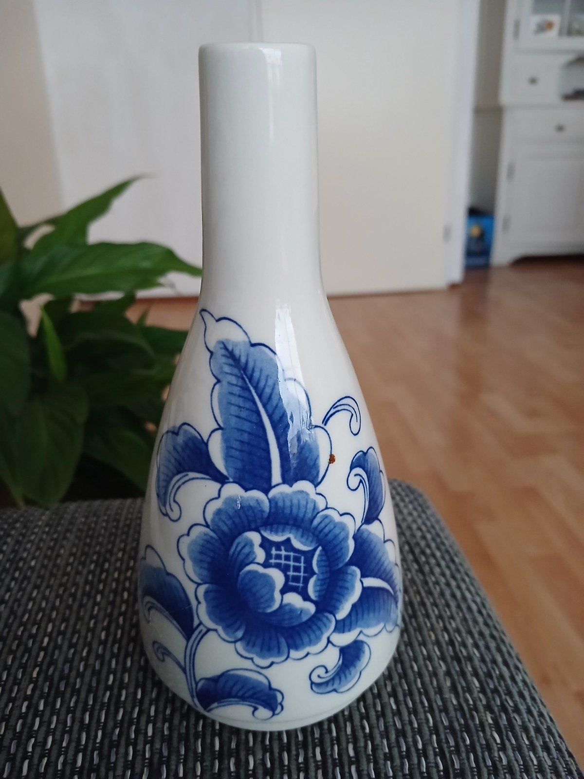 Fair Trade Vaasje met Blauw Bloemenpatroon - Thailand, Ophalen of Verzenden