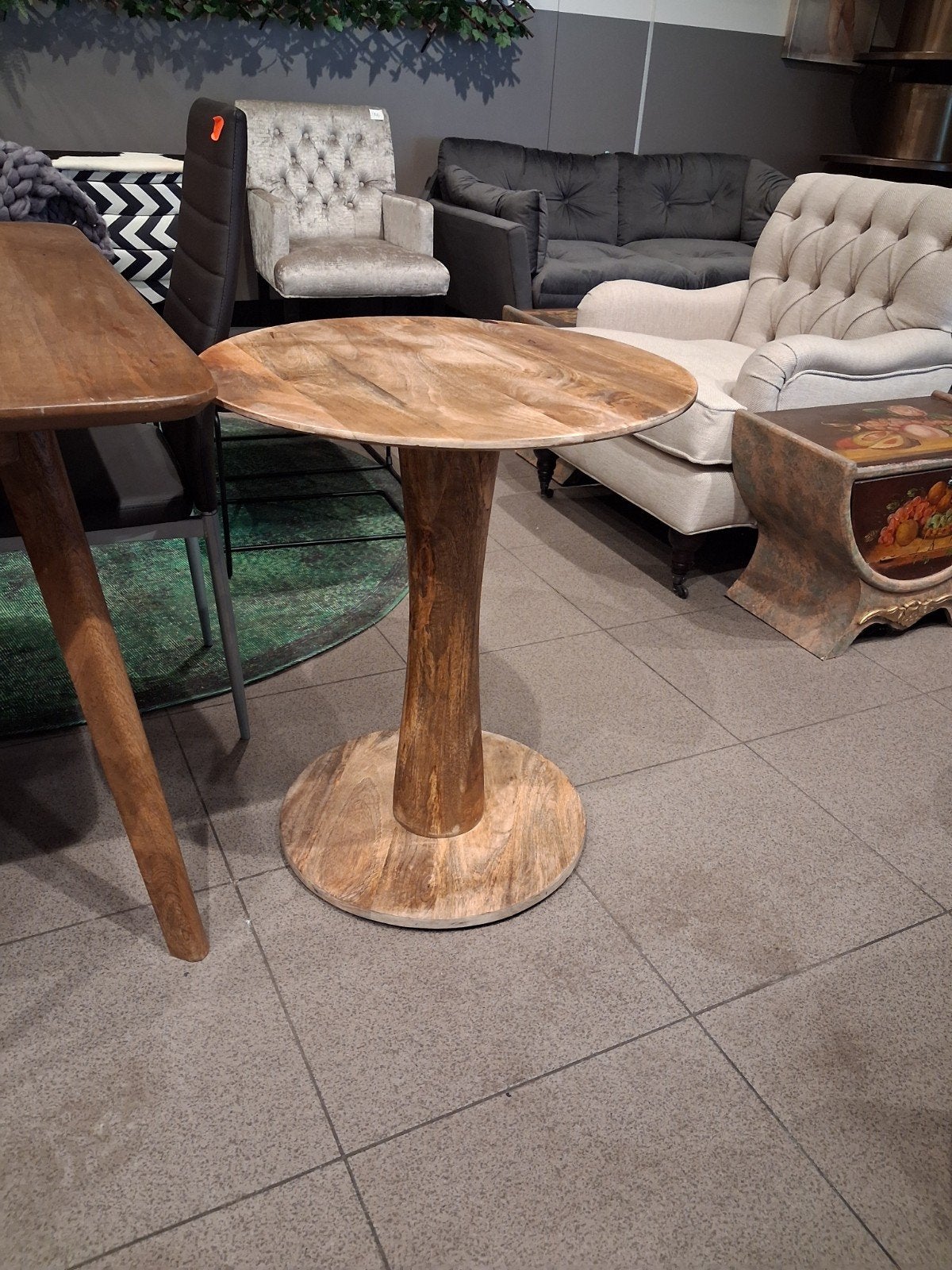 nieuwe vintage stijl bijzettafel 60x60x72cm mangohout €185, Ophalen, ., Rond, Nieuw