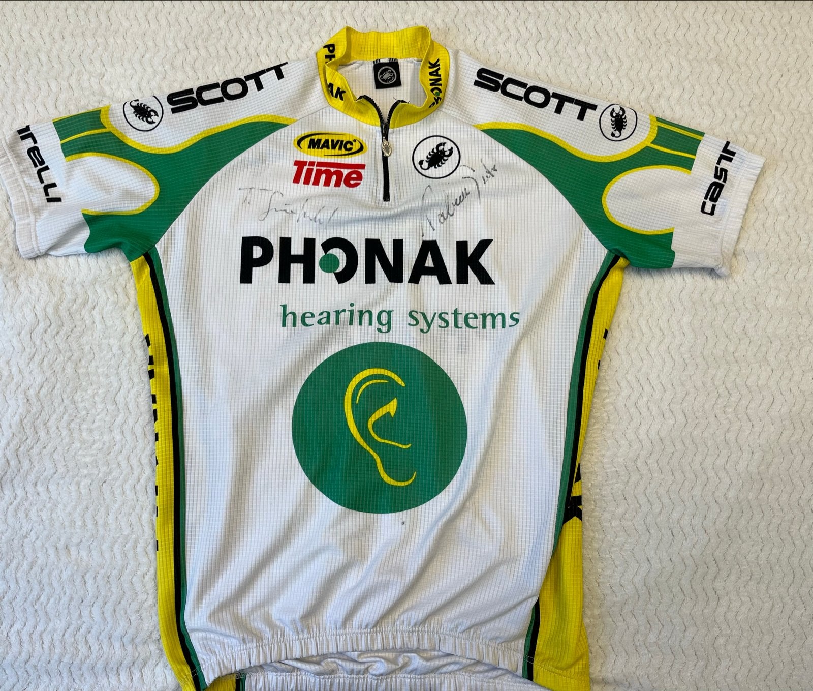 Vintage Phonak Hearing Systems Wielershirt Gesigneerd, Ophalen of Verzenden, Gebruikt, Helm