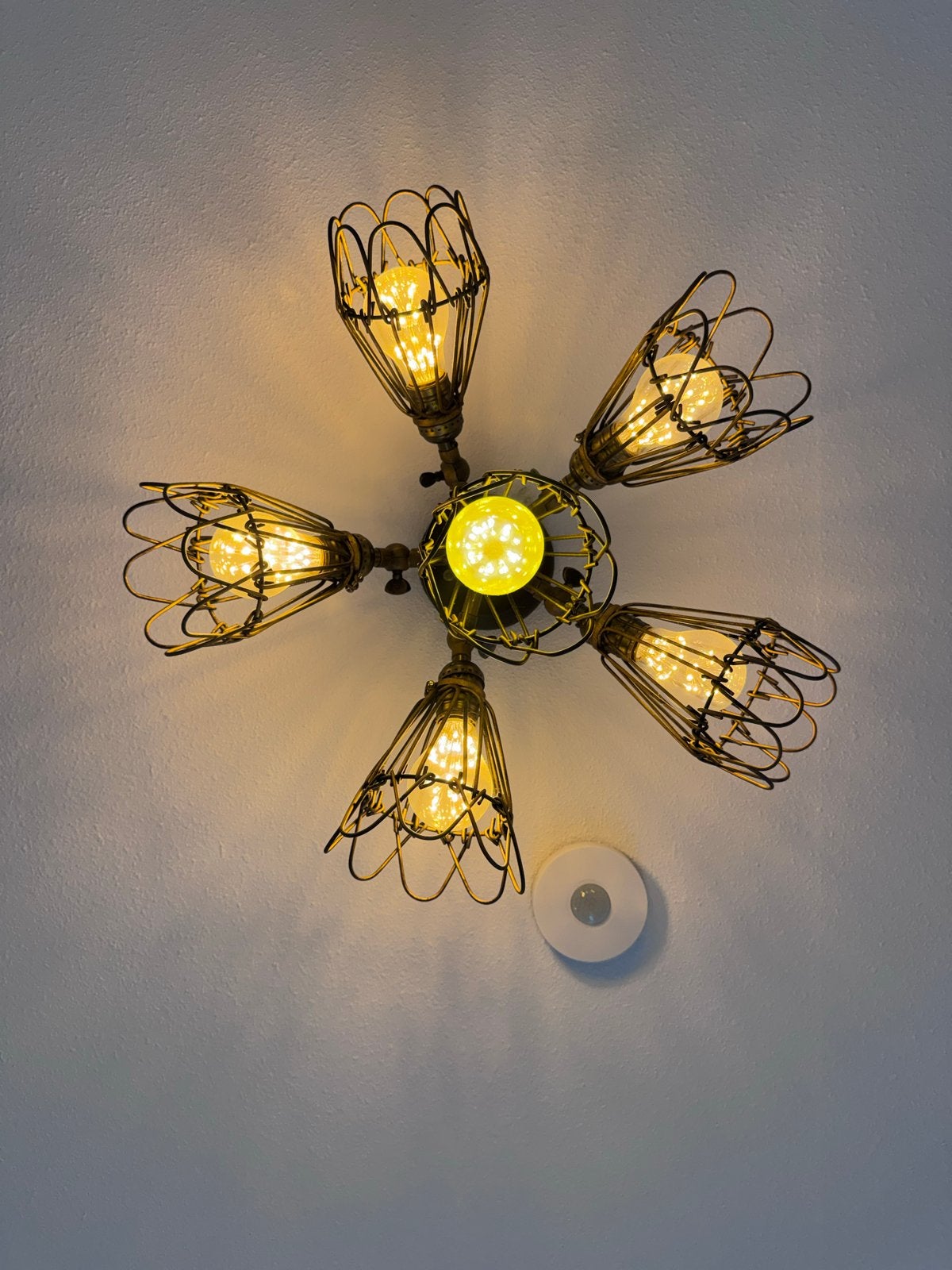 Vintage Smeedijzeren Plafondlamp met 6 Lichtpunten, Ophalen