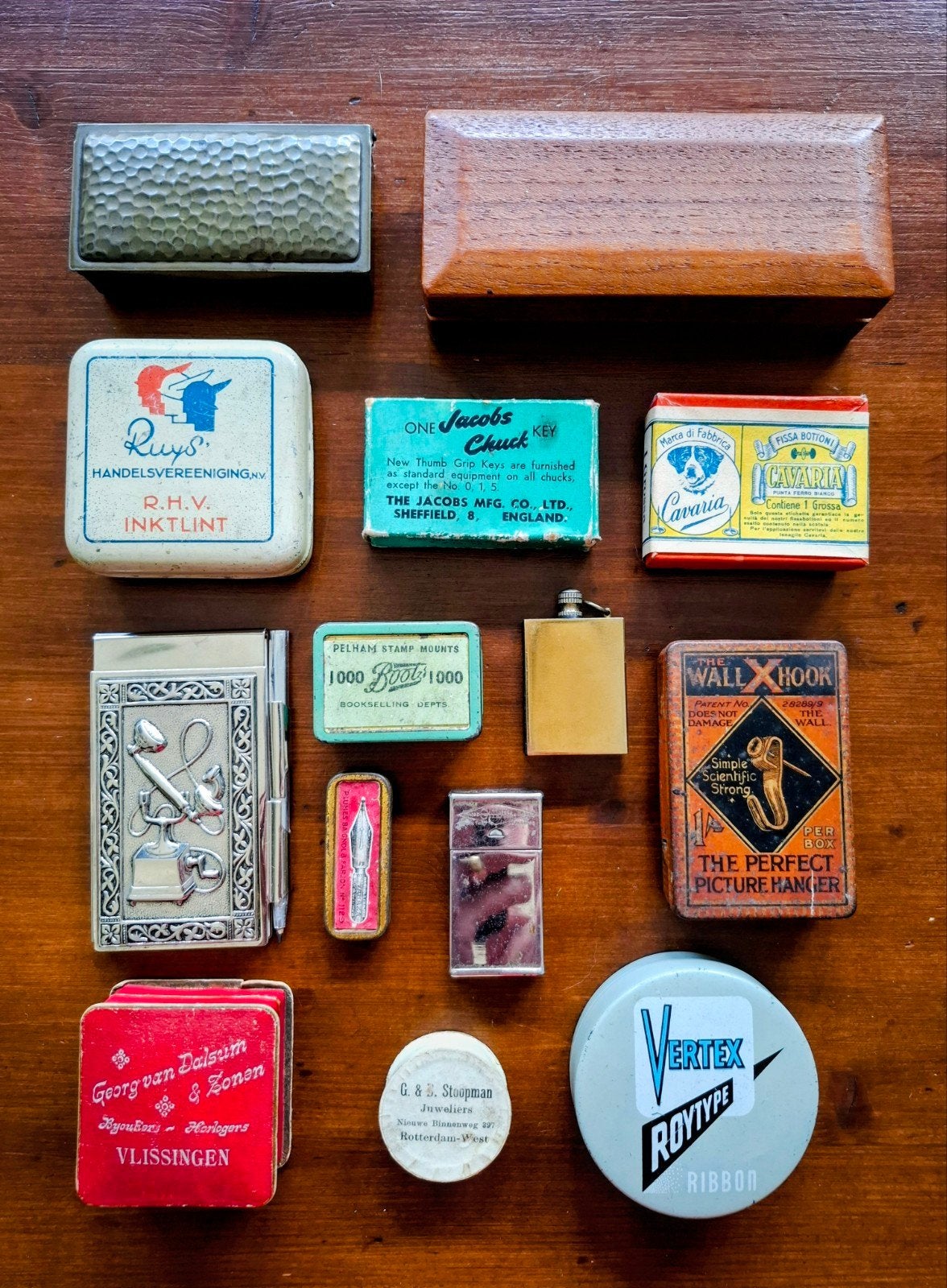 14 Diverse Vintage Bureau Assortiment Doosjes, Verzamelen, Overige Verzamelen, Ophalen of Verzenden