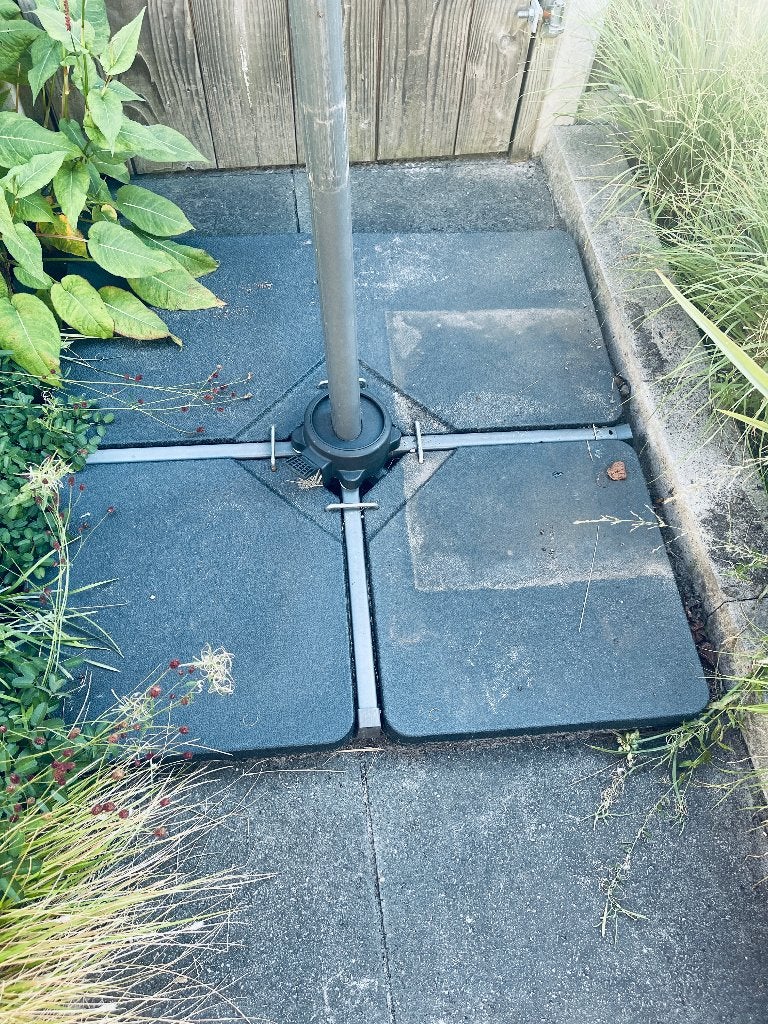 Parasol met poot voet parasolpoot parasol voet, Ophalen, Gebruikt, Kantelbaar, Parasolvoet