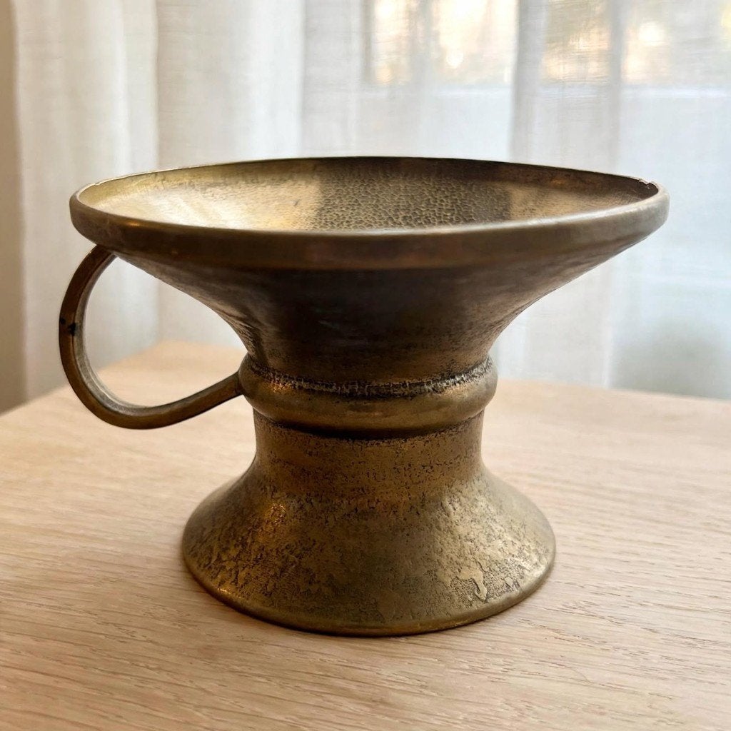 Vintage Messing Voetschaal met Oor - Tastevin 60's, Ophalen of Verzenden