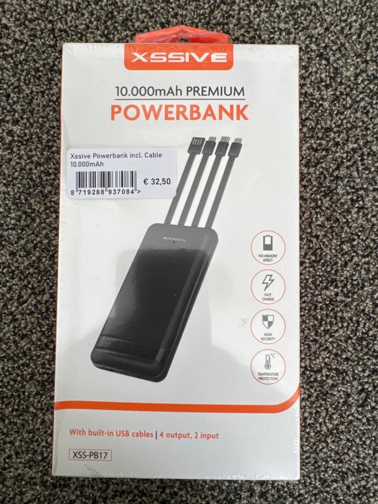 2x Xssive Powerbank 10.000mAh met ingebouwde kabels, Ophalen, Nieuw