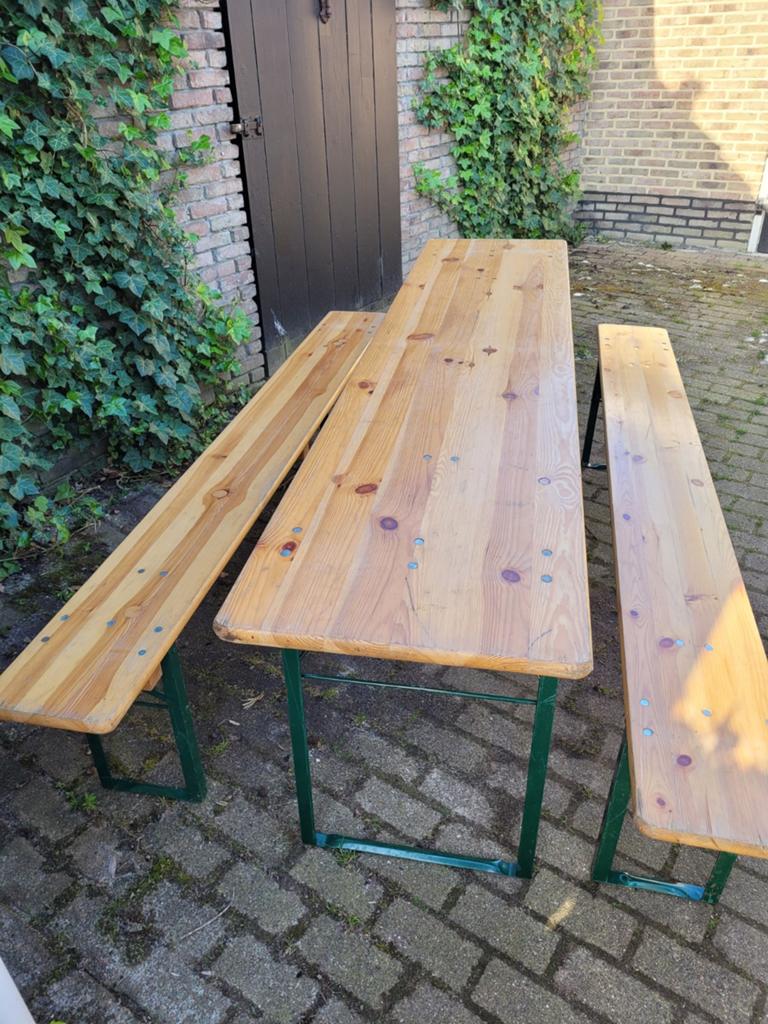 Biertafel sets TE HUUR Biertafelsets tent tuinfeest enz, Tuin en Terras, Picknicktafels, Ophalen, Rechthoekig, Hout, Inklapbaar