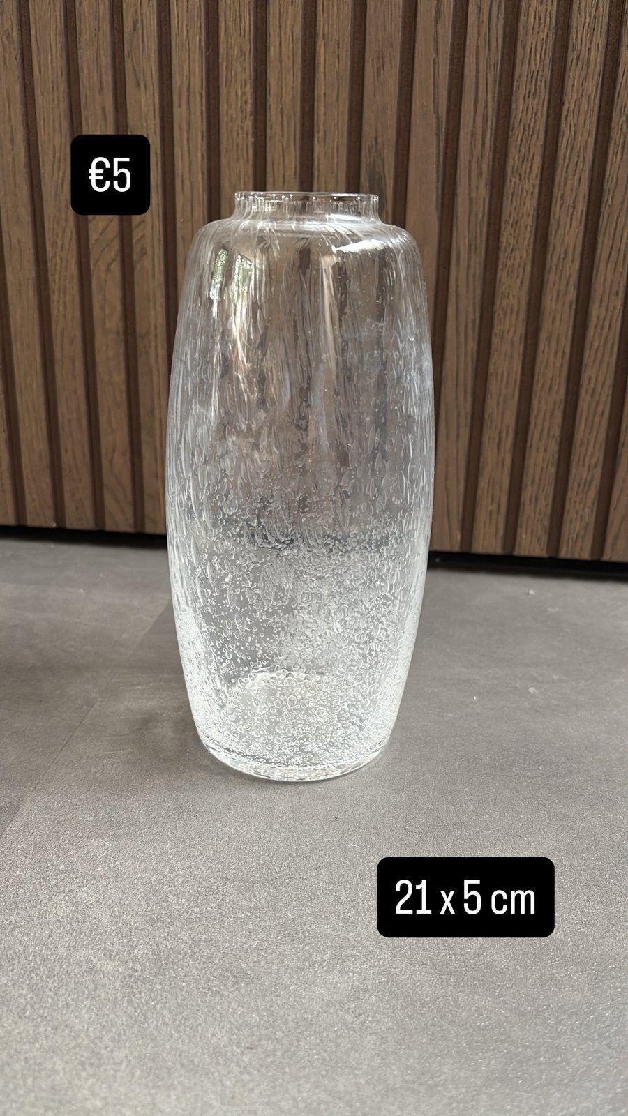Glazen vaas met bubbelstructuur – 21 x 5 cm, Ophalen of Verzenden