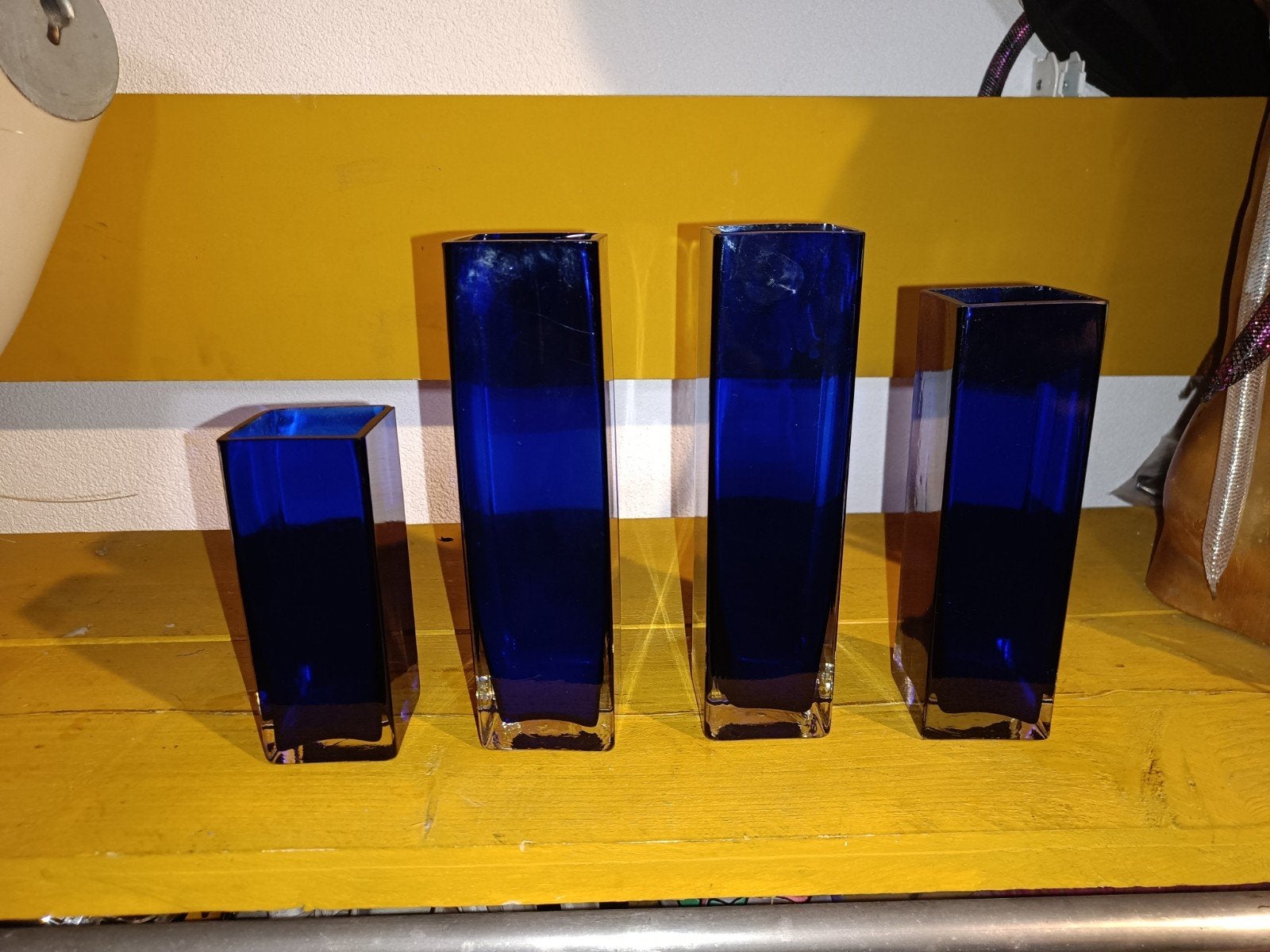 Set van 4 Murano-stijl blauwe glazen vazen, Ophalen of Verzenden