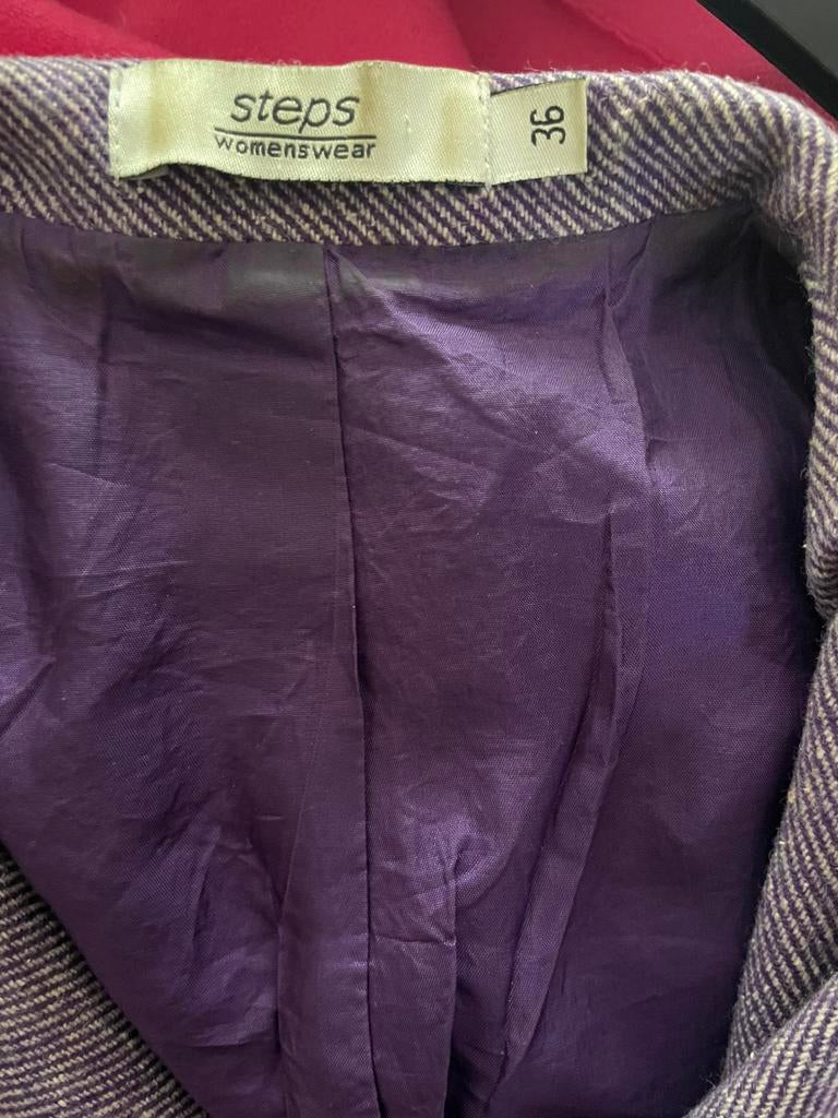 Vintage paars jasje met voering van Steps, Ophalen of Verzenden, Zo goed als nieuw, Maat 36 (S), Paars