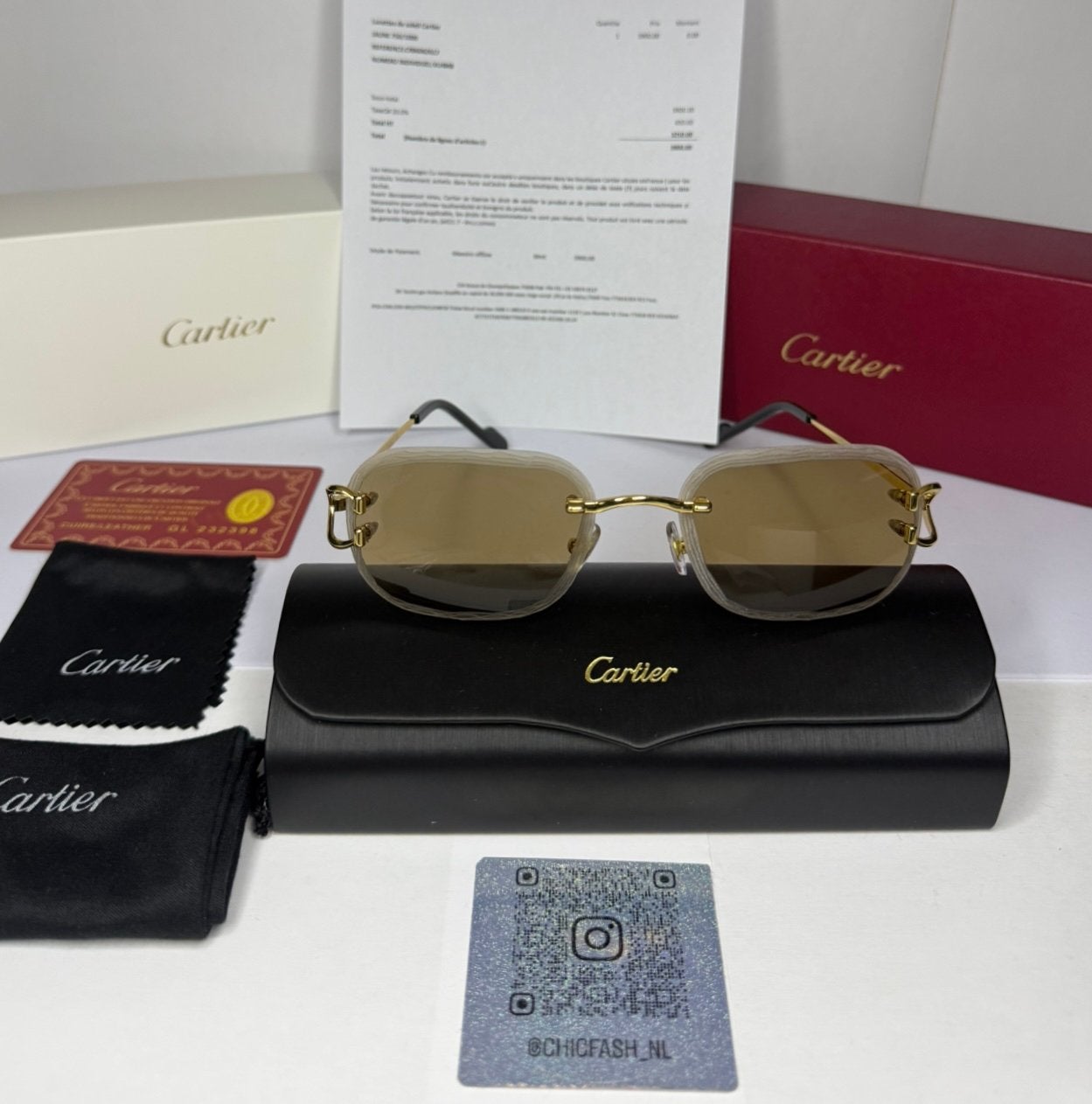 Cartier Diamond cut zonnebril Bruin, Ophalen of Verzenden, Zo goed als nieuw, Overige kleuren, Ray-Ban