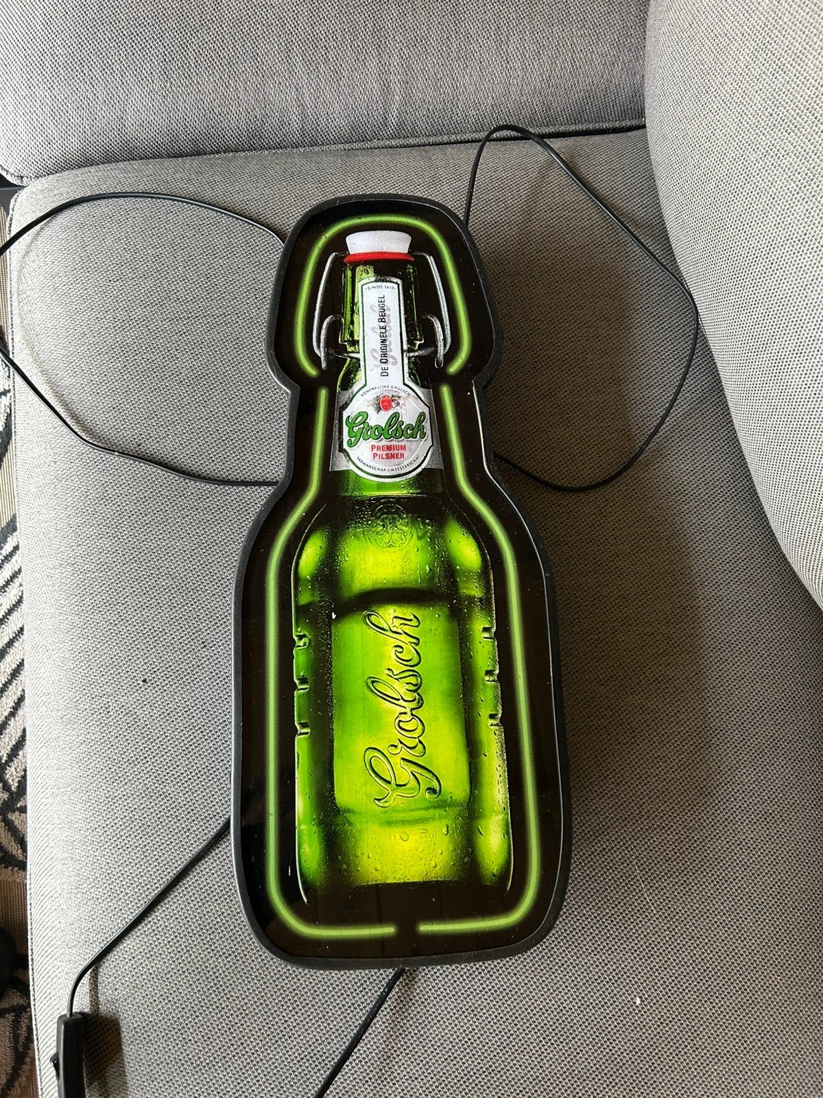 Grolsch beugelfles lamp lichtbak, Ophalen of Verzenden, Zo goed als nieuw, Reclamebord, Plaat of Schild, Grolsch