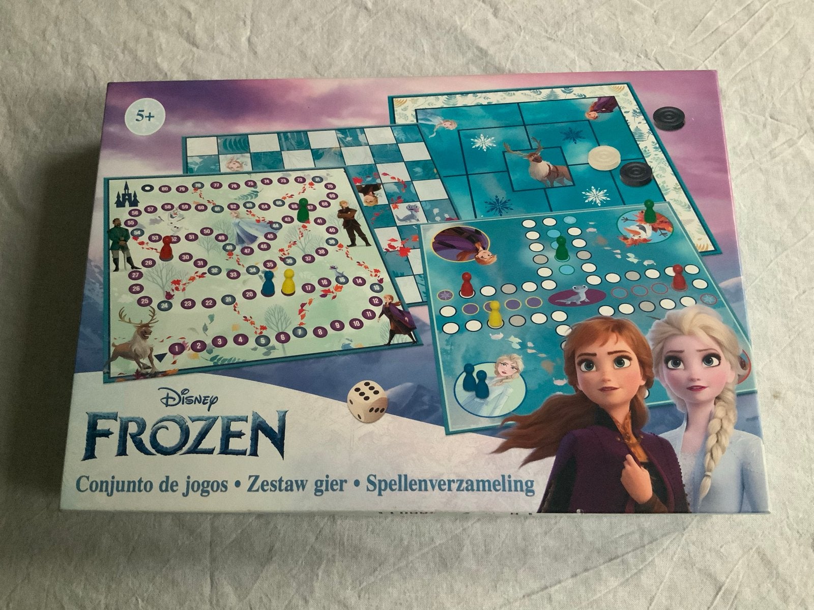 Disney Frozen Spellenverzameling - 4 bordspellen, Hobby en Vrije tijd, Een of twee spelers, Ophalen of Verzenden, Gebruikt