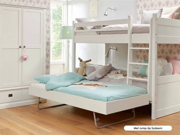 Alta Deelbaar stapelbed met jump up logeerbed (3 bedden), Ophalen, Gebruikt, 90 cm, 160 tot 180 cm