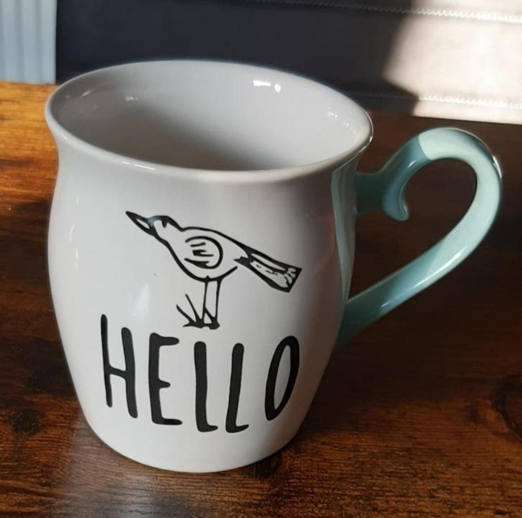 Nieuwe mok met vogel design en 'HELLO' tekst, Ophalen of Verzenden, Nieuw