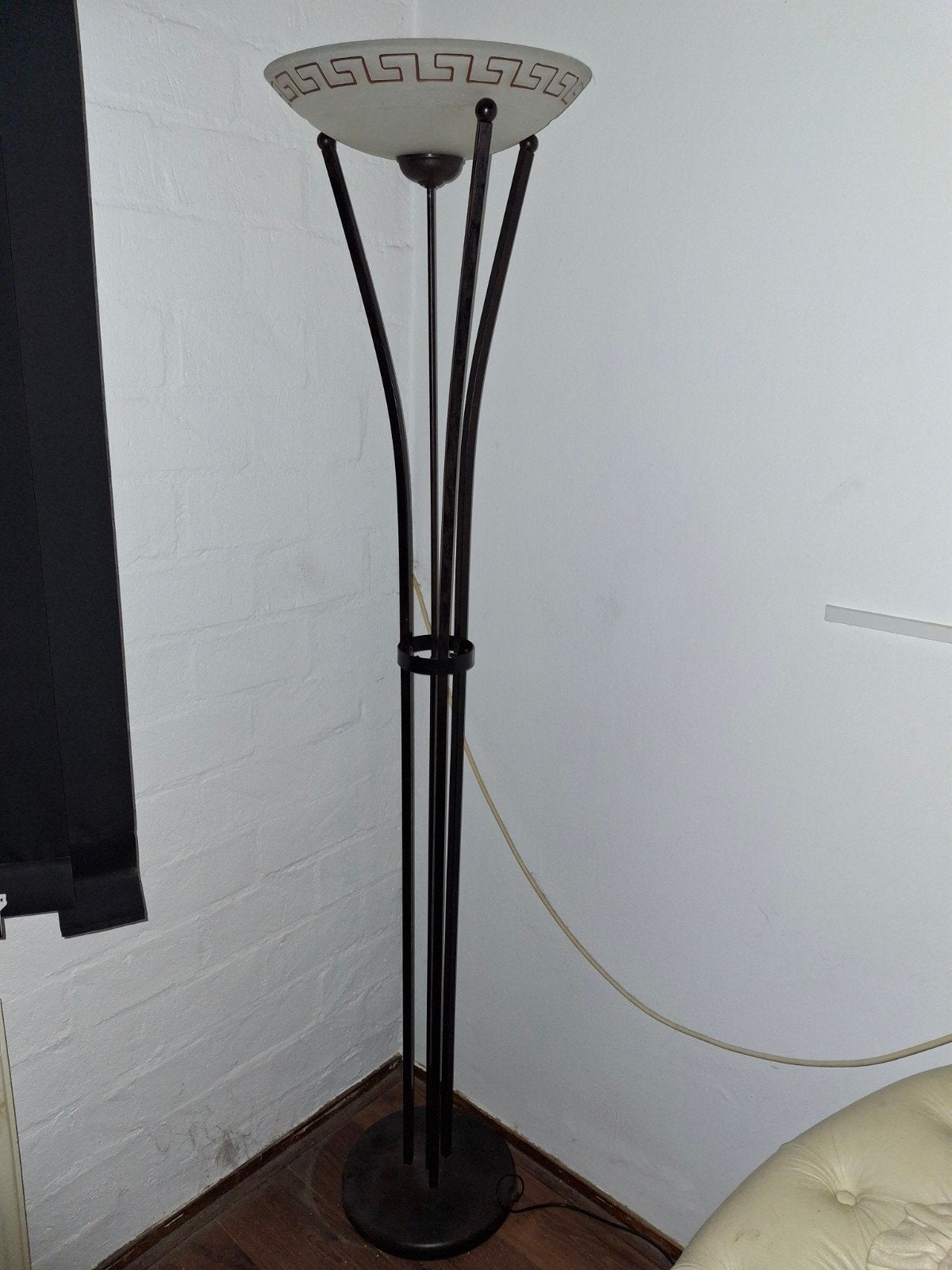 Stijlvolle staande lamp met Griekse motieven, Gebruikt, Ophalen of Verzenden, Glas, Klassiek, Grieks