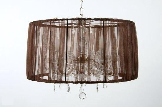 2 x Hanglamp/Kroonluchter,5 lichts,organza kap,incl.lampen, Ophalen, Gebruikt, Stof
