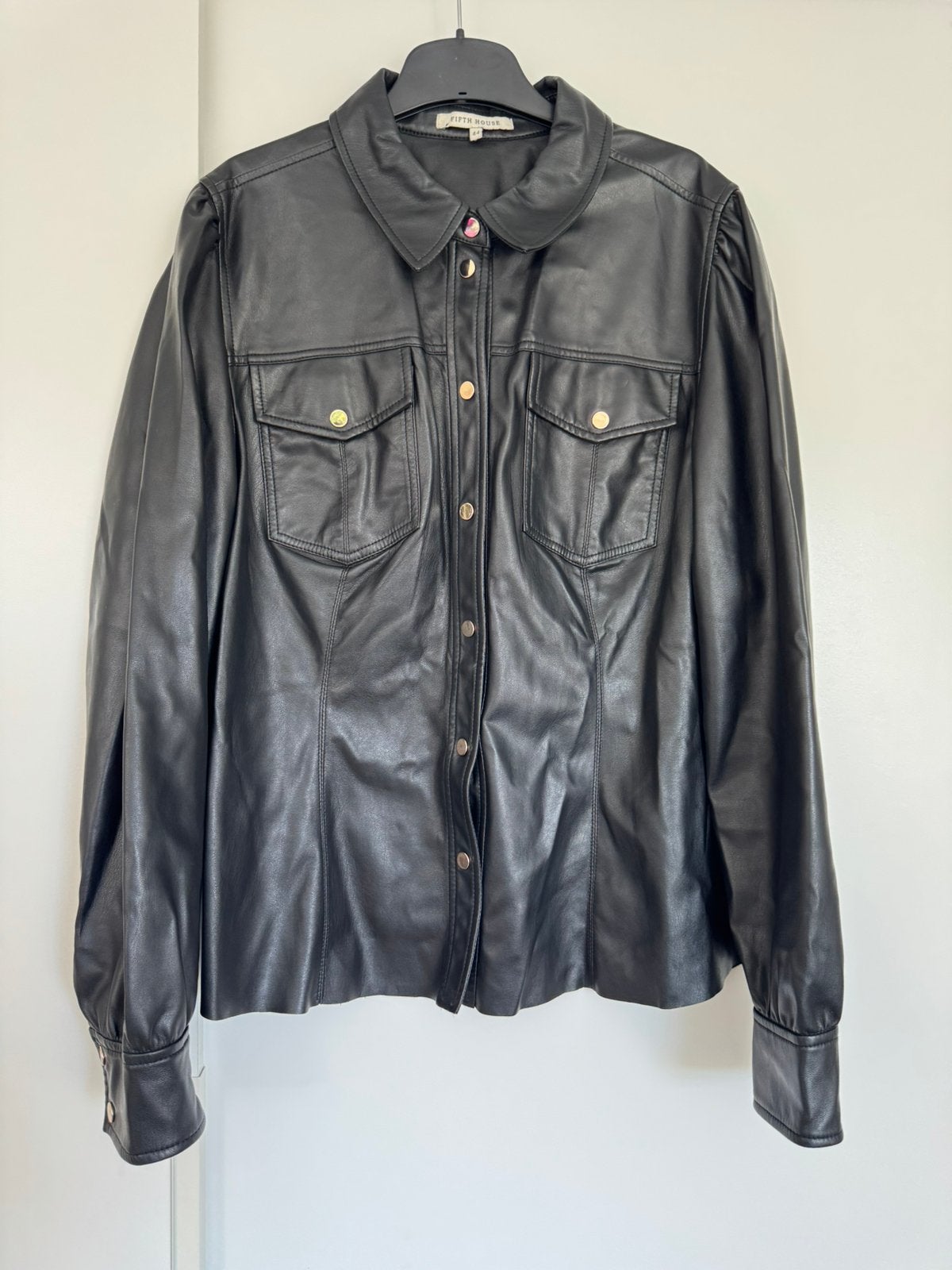 Fifth House zwarte leatherlook blouse/jas | maat 44, Ophalen of Verzenden, Zo goed als nieuw, Maat 42/44 (L), Zwart