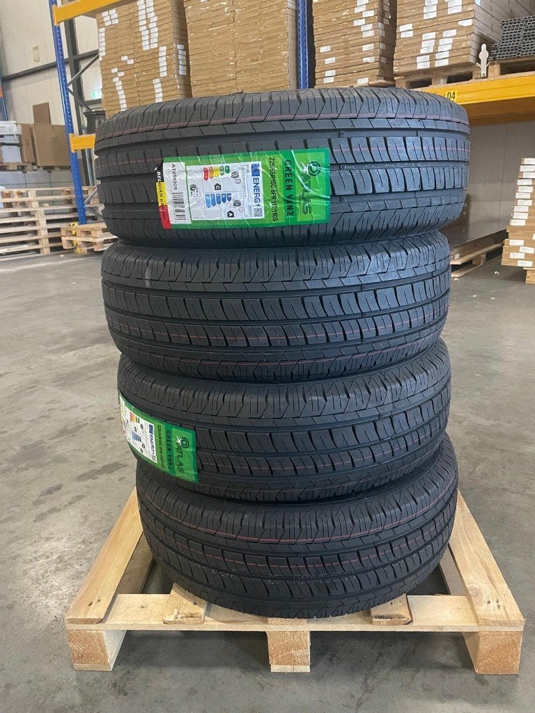 4x Atlas Green Van 2 225/65 R16C 112/110S zomerbanden, Ophalen, Bestelwagen, 16 inch, Nieuw