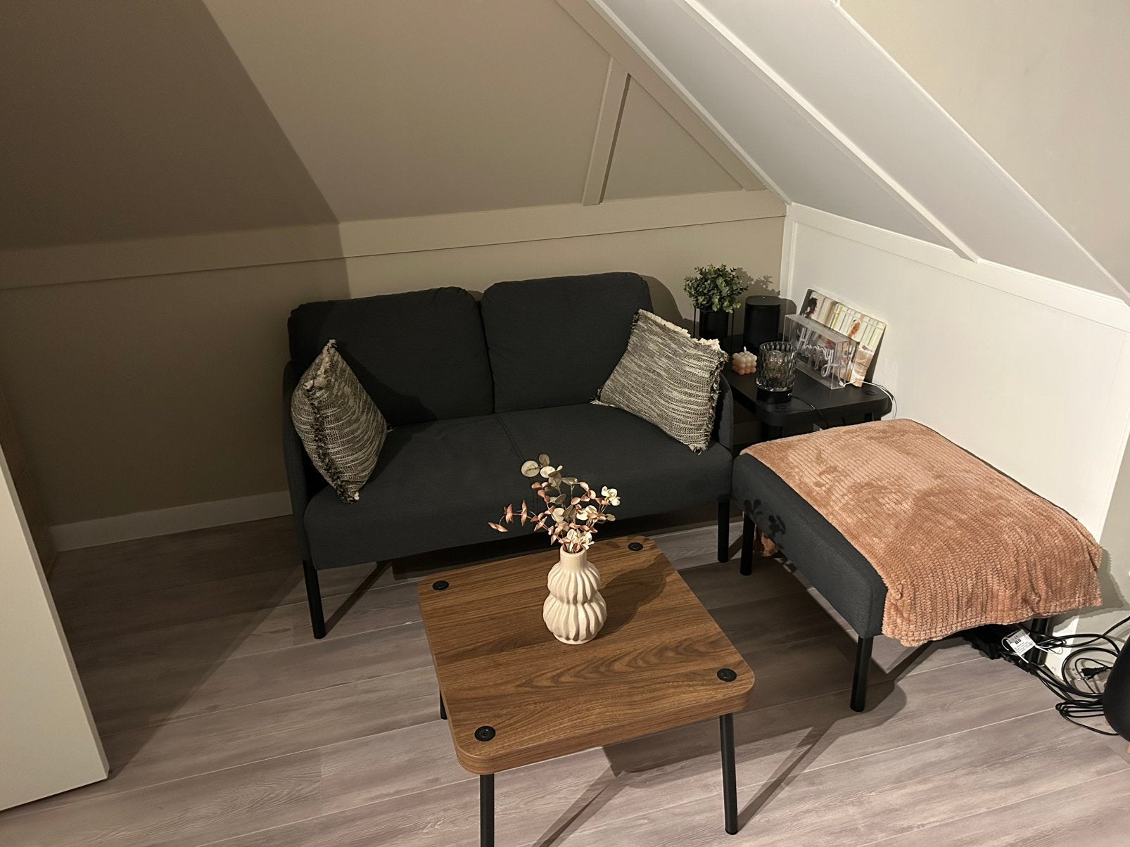 Ikea glostad bankje + hocker, Ophalen, Zo goed als nieuw, Stof