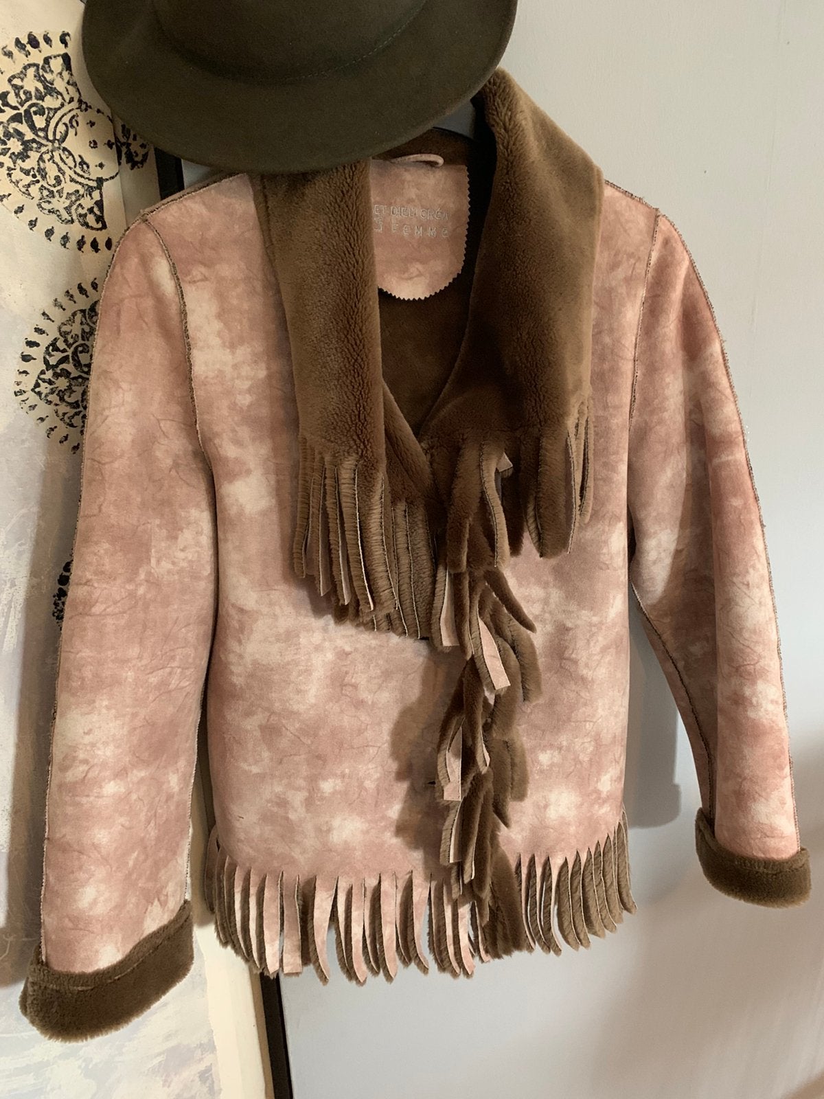 Vintage gevoerde jas fringe jacket M, Maat 38/40 (M), -, Ophalen of Verzenden, Zo goed als nieuw