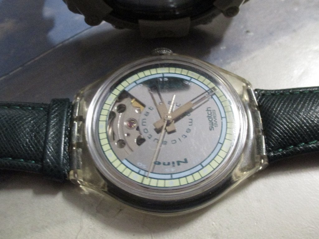 swatch automaat/opwinner origineel skelet heren/dames antiek, Overige merken, Staal, Met bandje, Polshorloge