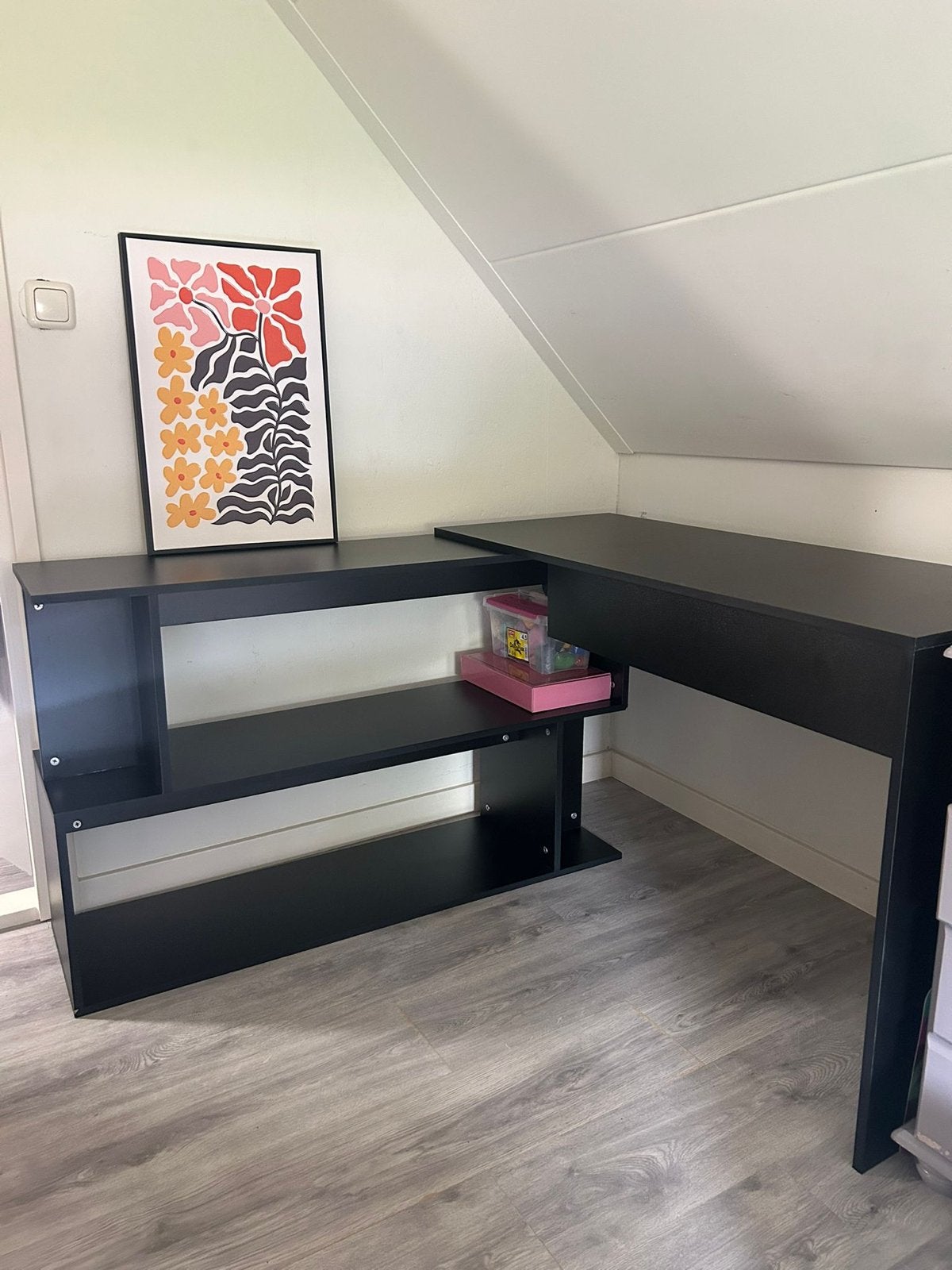 Zwart Hoekbureau, Huis en Inrichting, Bureaus, Ophalen, Gebruikt, Spaanplaat of MDF, Hoekbureau