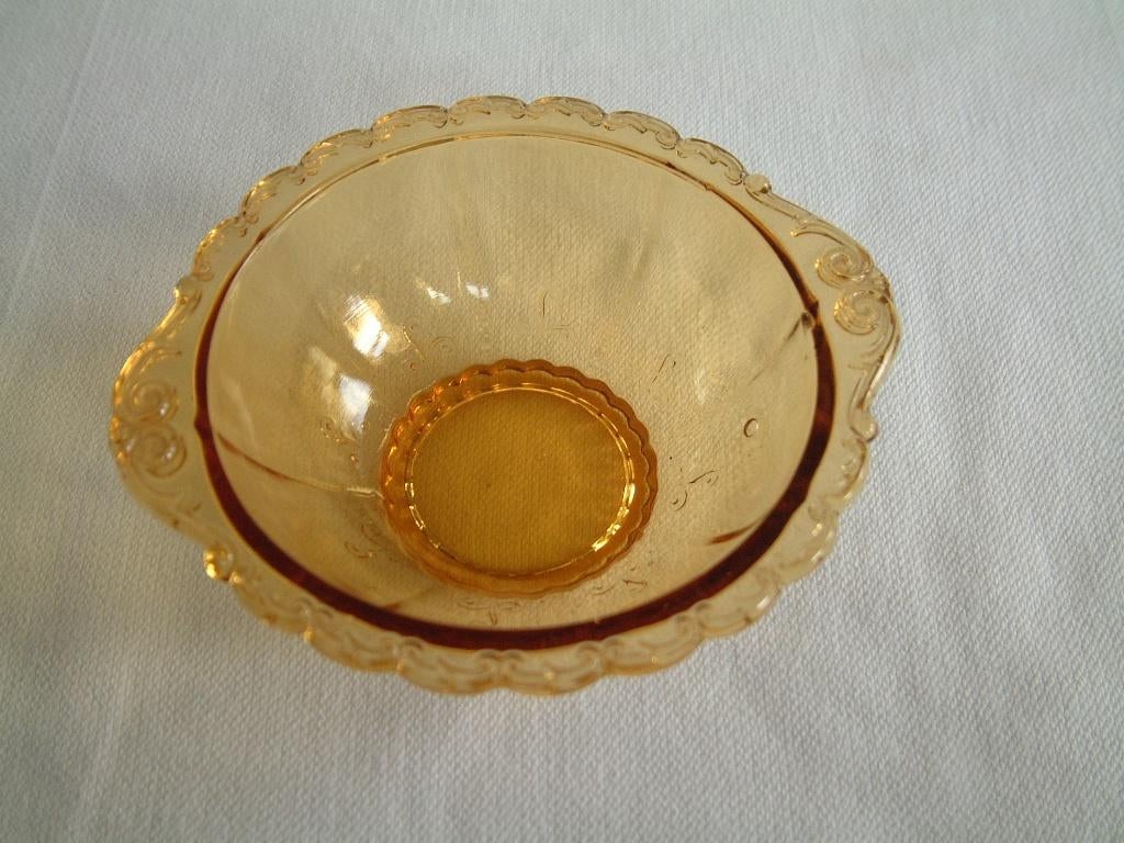 oud gaaf geel glas kom bonbonniere, Antiek en Kunst, Ophalen of Verzenden