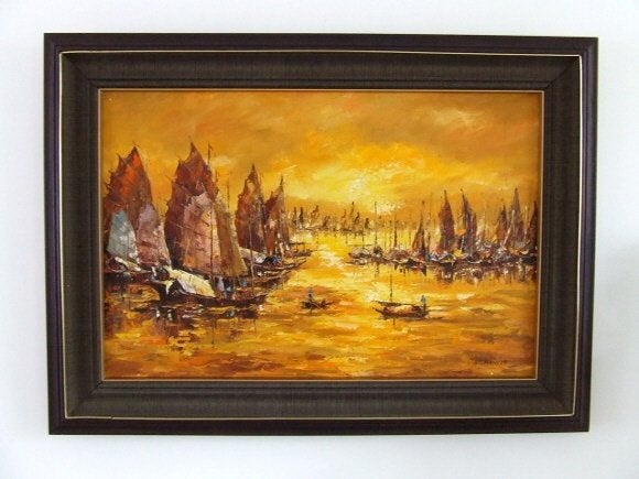 Nikit Kampan Acryl op linnen in mooie staat gesigneerd., Antiek en Kunst, Kunst | Schilderijen | Klassiek, Ophalen, Origineel werk