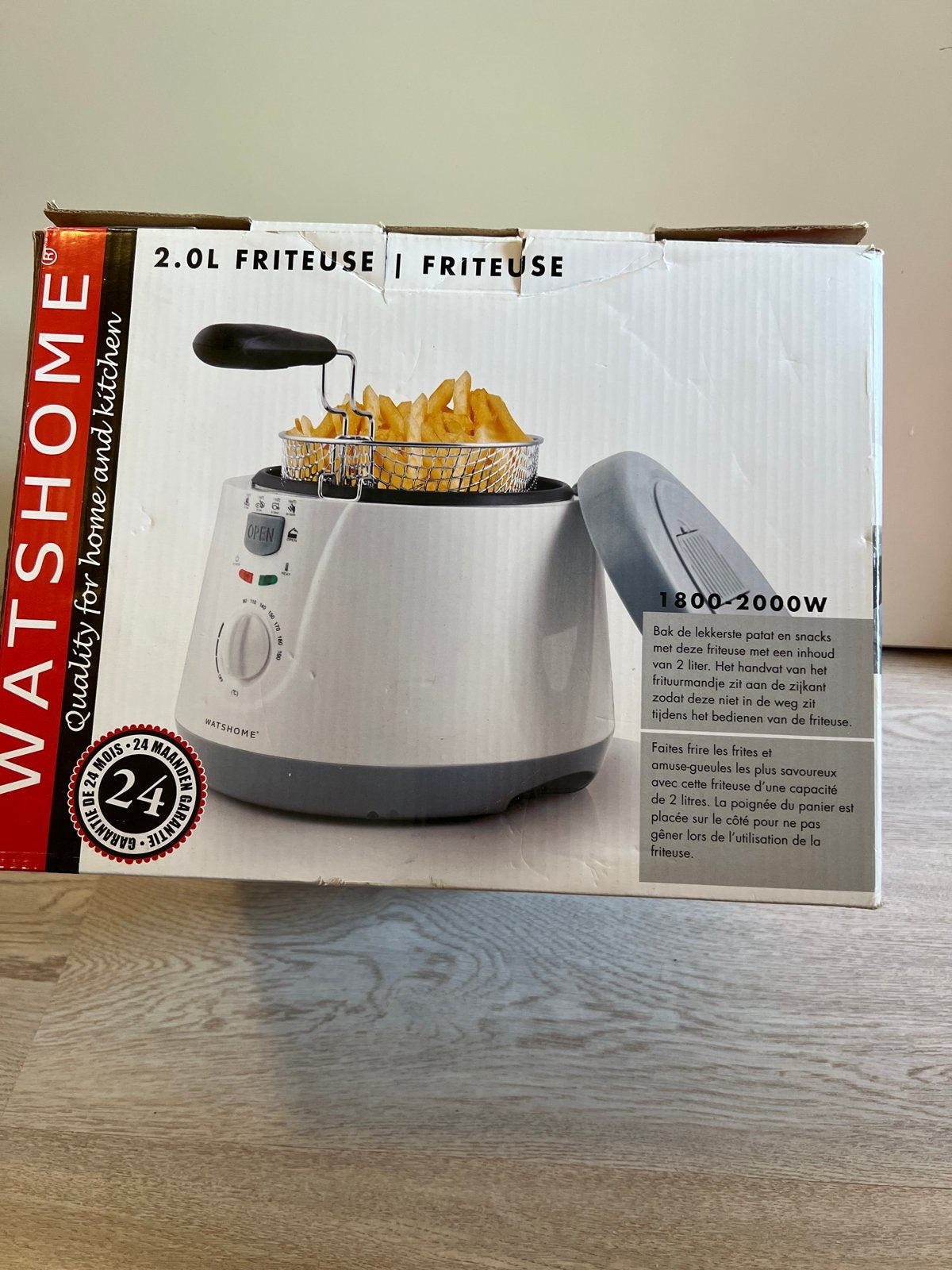 WATSHOME Friteuse 2.0L - Nieuw in doos, 1 tot 2 liter, Ophalen, Nieuw, Uitneembare binnenpan