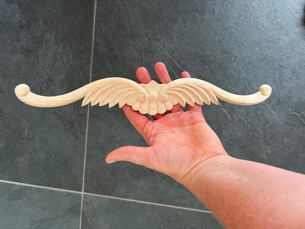 Houtsnijwerk ornament console applique 33,5 cm, Brocante, Nieuw, Ophalen of Verzenden, https://verburgtvintage.nl/#contact