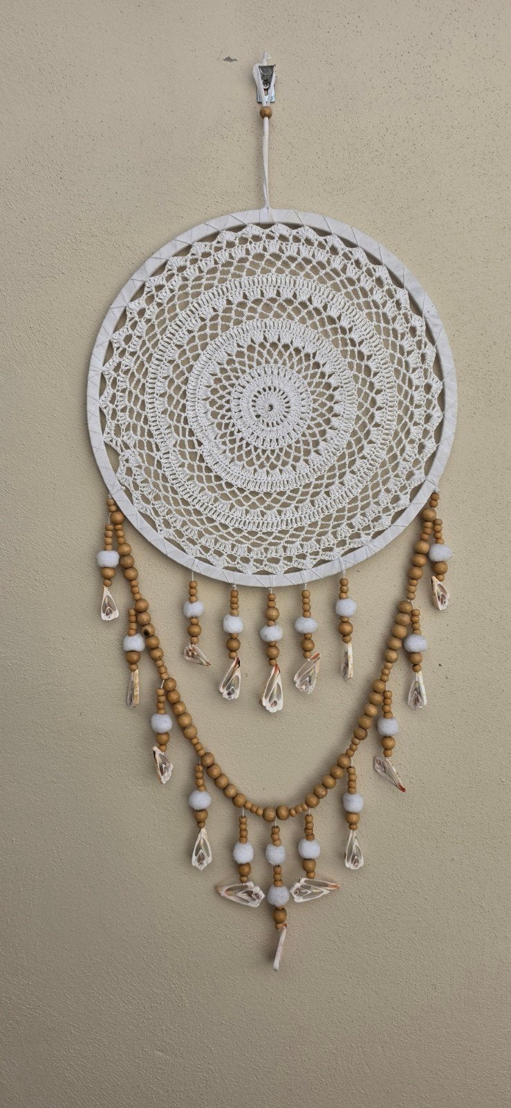 Grote handgemaakte dromenvanger uit Bali - 88 cm, Gebruikt, Boho, Ophalen of Verzenden, Natuurlijk materiaal