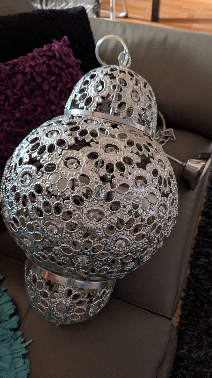 Marrokaanse style hanglamp met kristallen, Ophalen, E27 (groot), Zo goed als nieuw, Glas