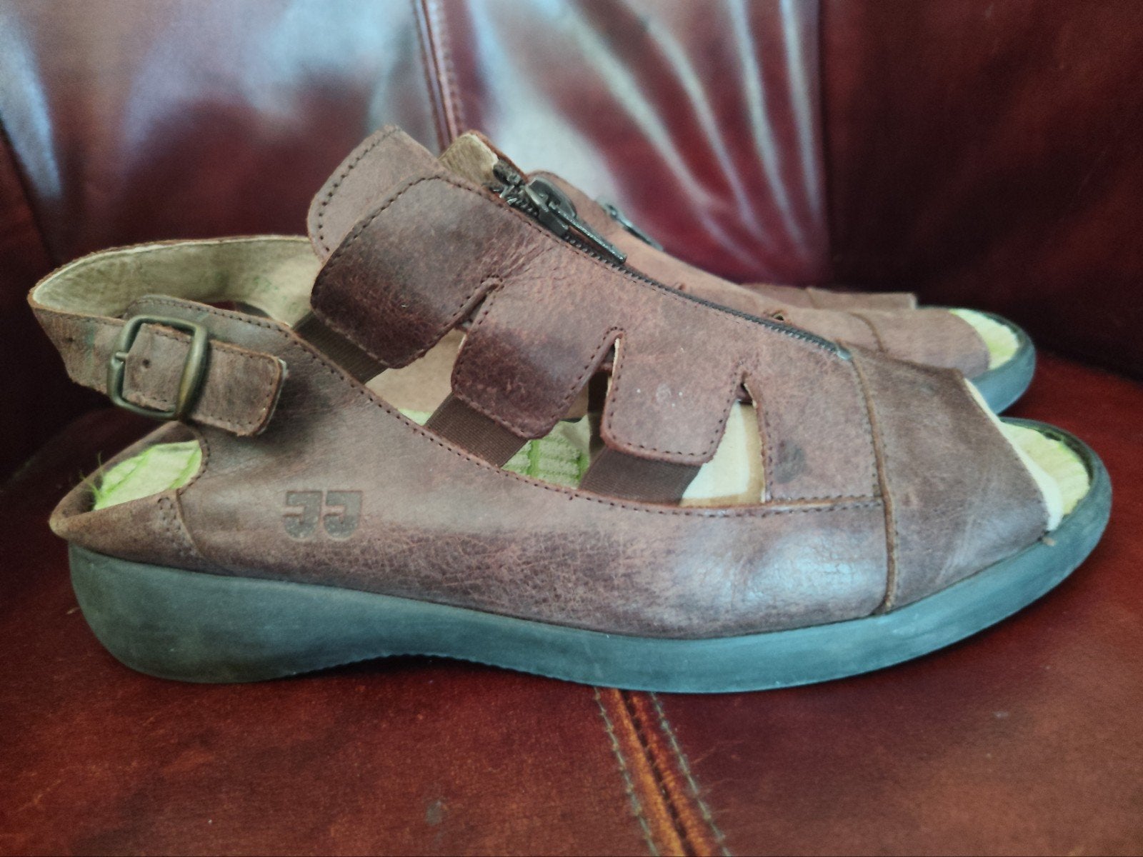 JJ bruine leren sandalen 40, Kleding | Dames, Schoenen, Ophalen of Verzenden