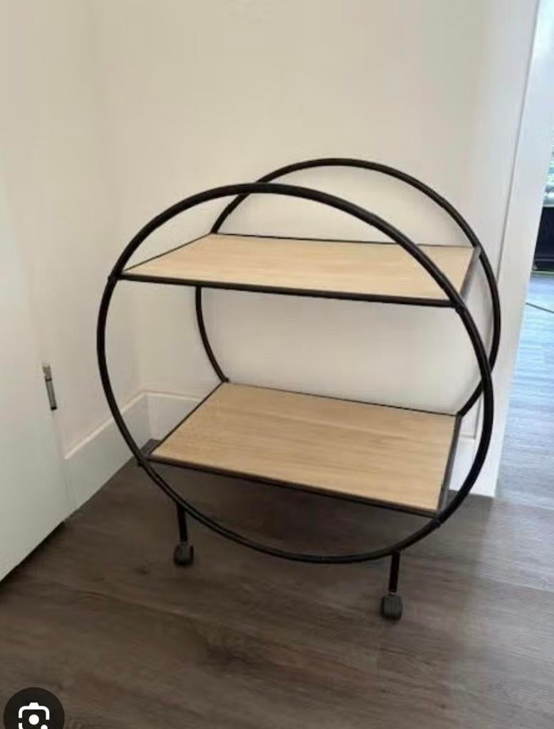 Bijzettafel op wielen - Rond met 2 planken, Minder dan 55 cm, Gebruikt, Rond, Hout