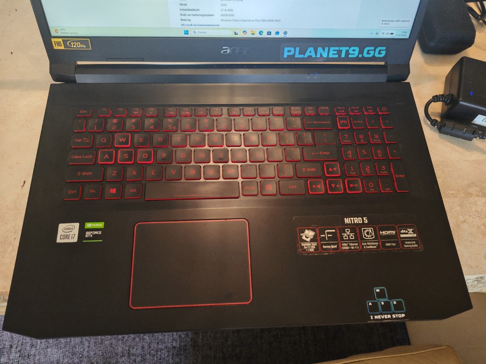 Te koop mooie Acer nitro Gaming laptop i7, Qwerty, Acer Nitro 5, Met videokaart, Gaming