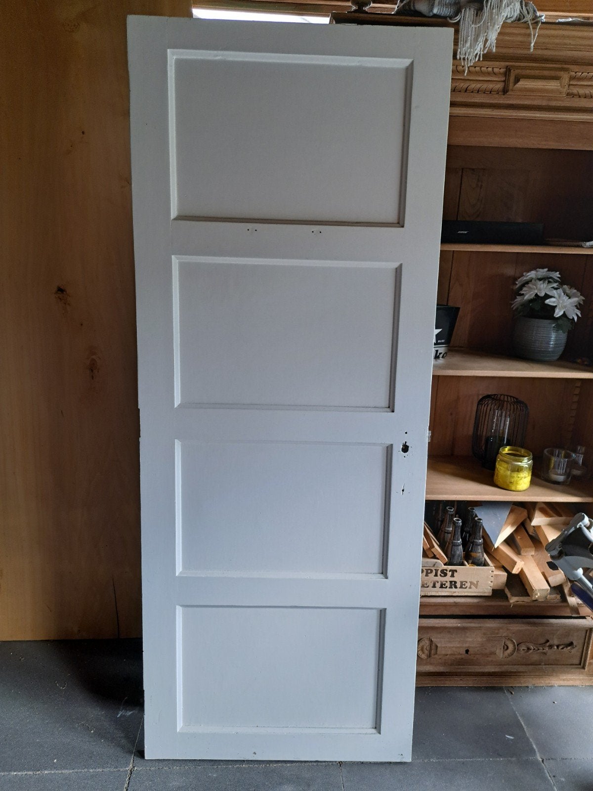 Oude Paneeldeur wit - 77x196,5 cm, Ophalen, Gebruikt, Minder dan 80 cm, Binnendeur