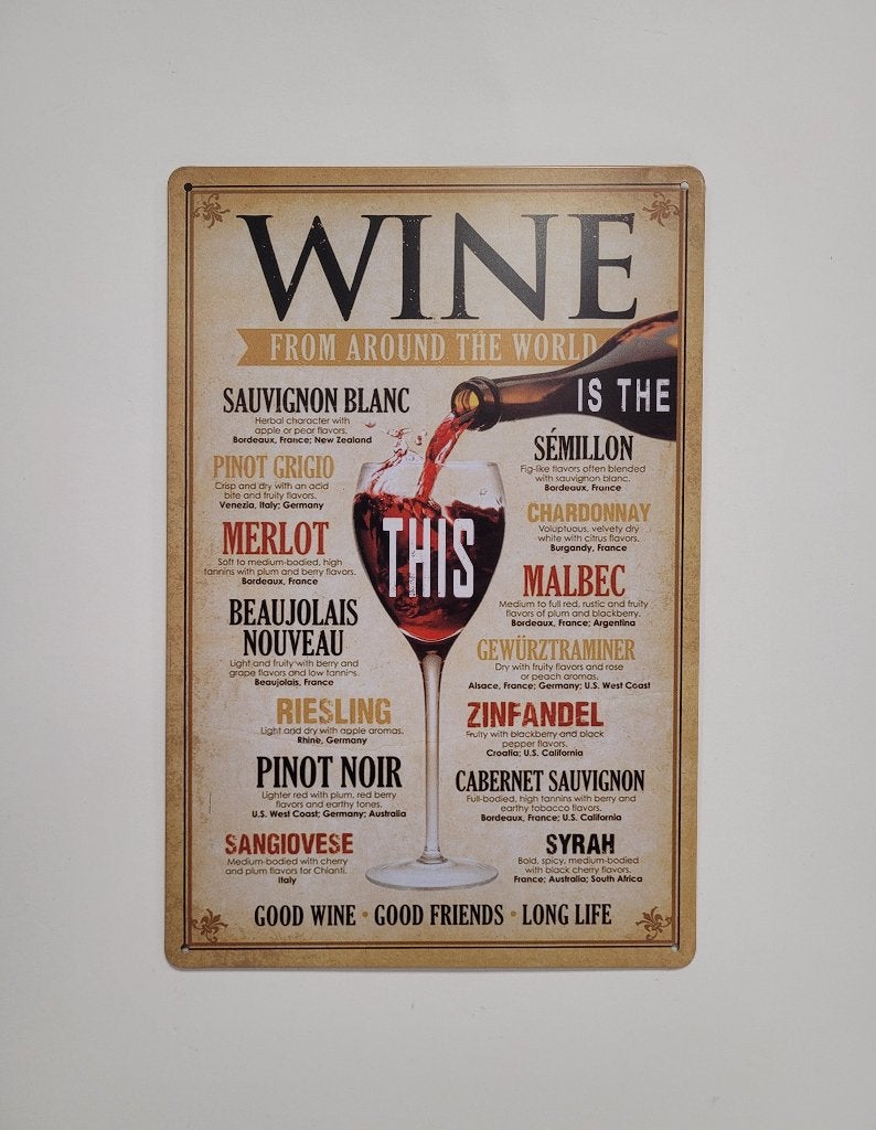 Wine from around the world wijn reclamebord van metaal deco, Info@deconoord.nl, Deco Noord, Nieuw, Ophalen of Verzenden
