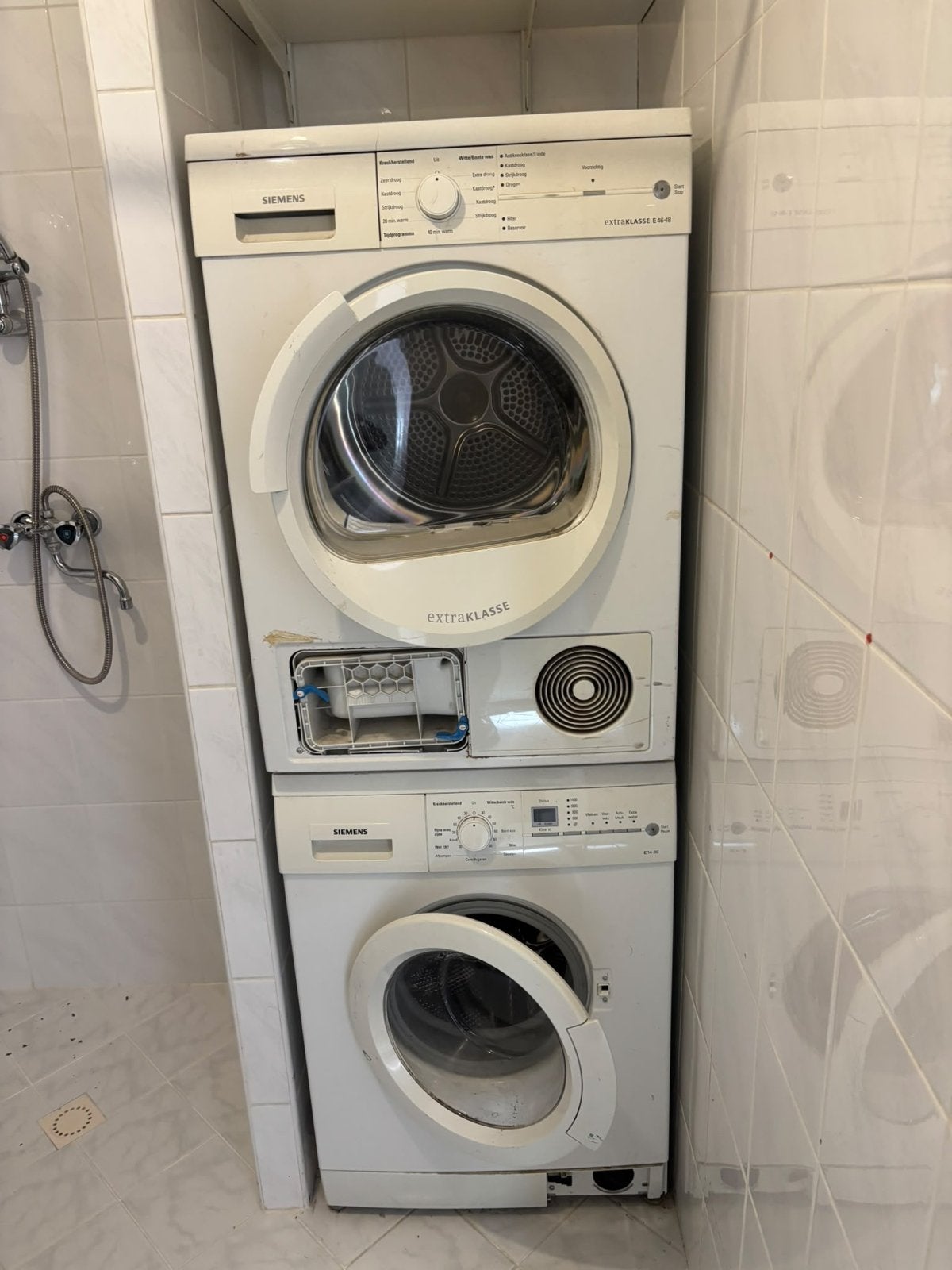 Siemens Was- en Droogmachine Set - ExtraKlasse, 6 tot 8 kg, Ophalen, Gebruikt, 85 tot 90 cm