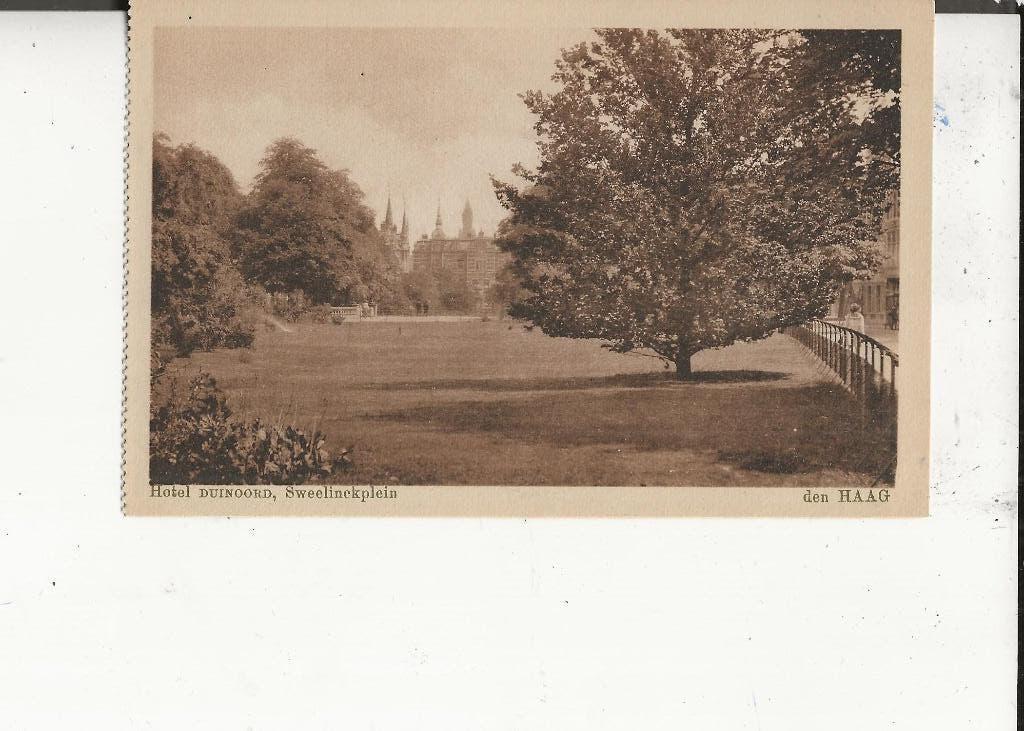 Den Haag Hotel Duinoord Sweelinckplein, Ophalen of Verzenden, 1920 tot 1940, Ongelopen, Zuid-Holland