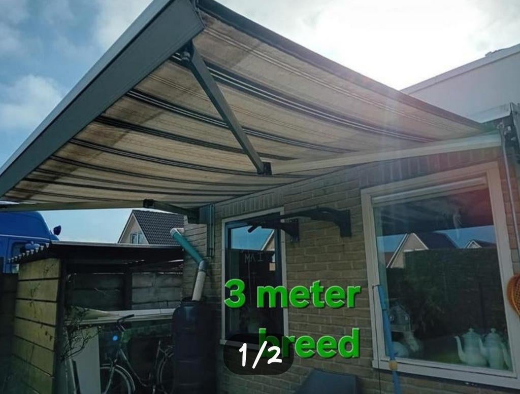 Zonwering knikarmscherm, Tuin en Terras, Overkappingen, Ophalen, Gebruikt, Overige typen