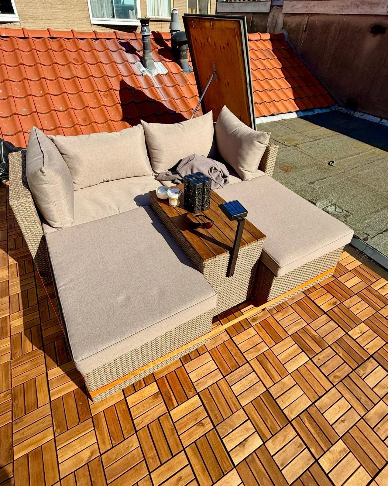 Lounge terras tuinset in nieuwstaat, Den Haag centrum, Ophalen, 4 zitplaatsen, Zo goed als nieuw, Loungeset